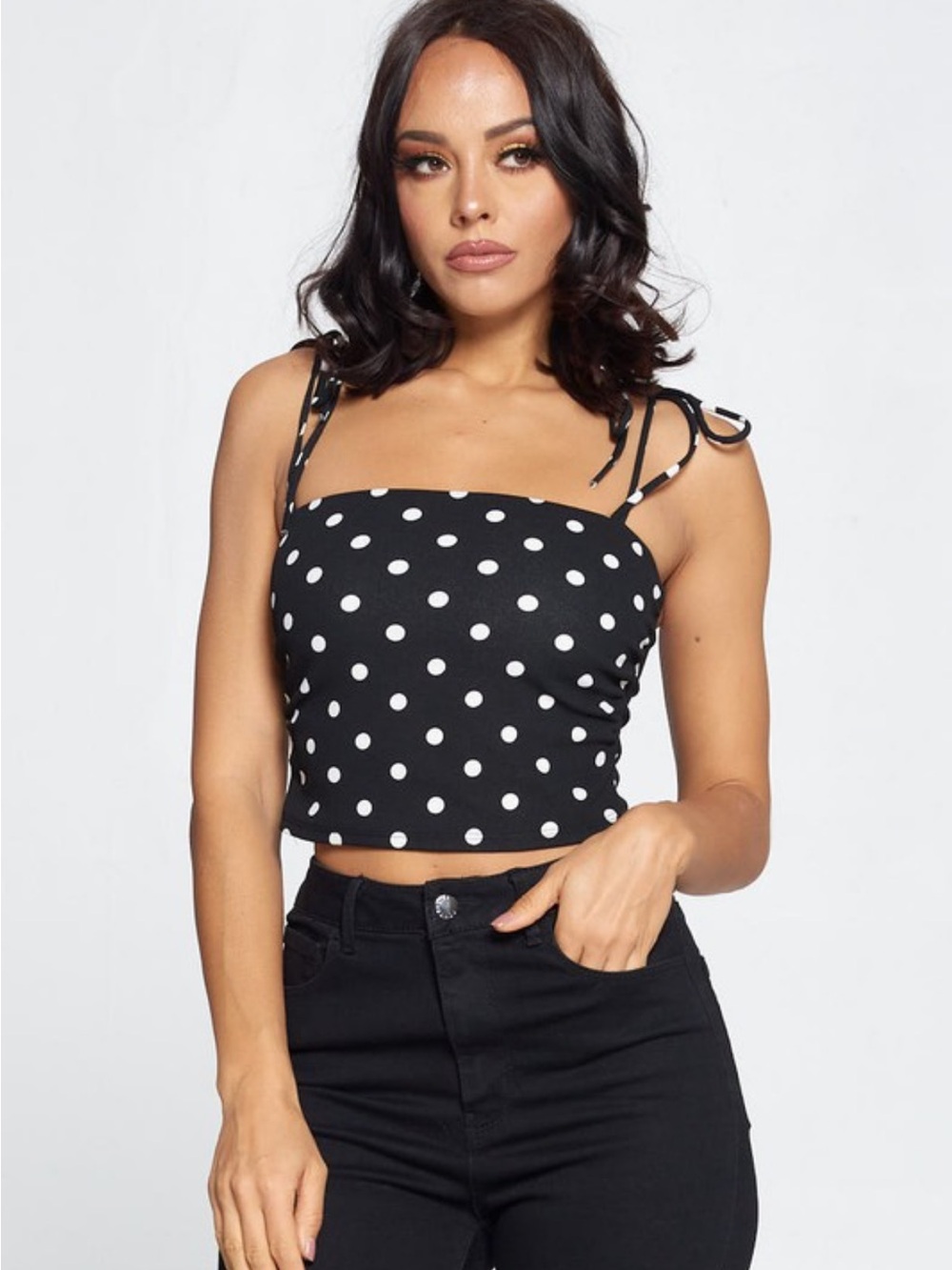 🆕🤍DOTTY TIE TOP